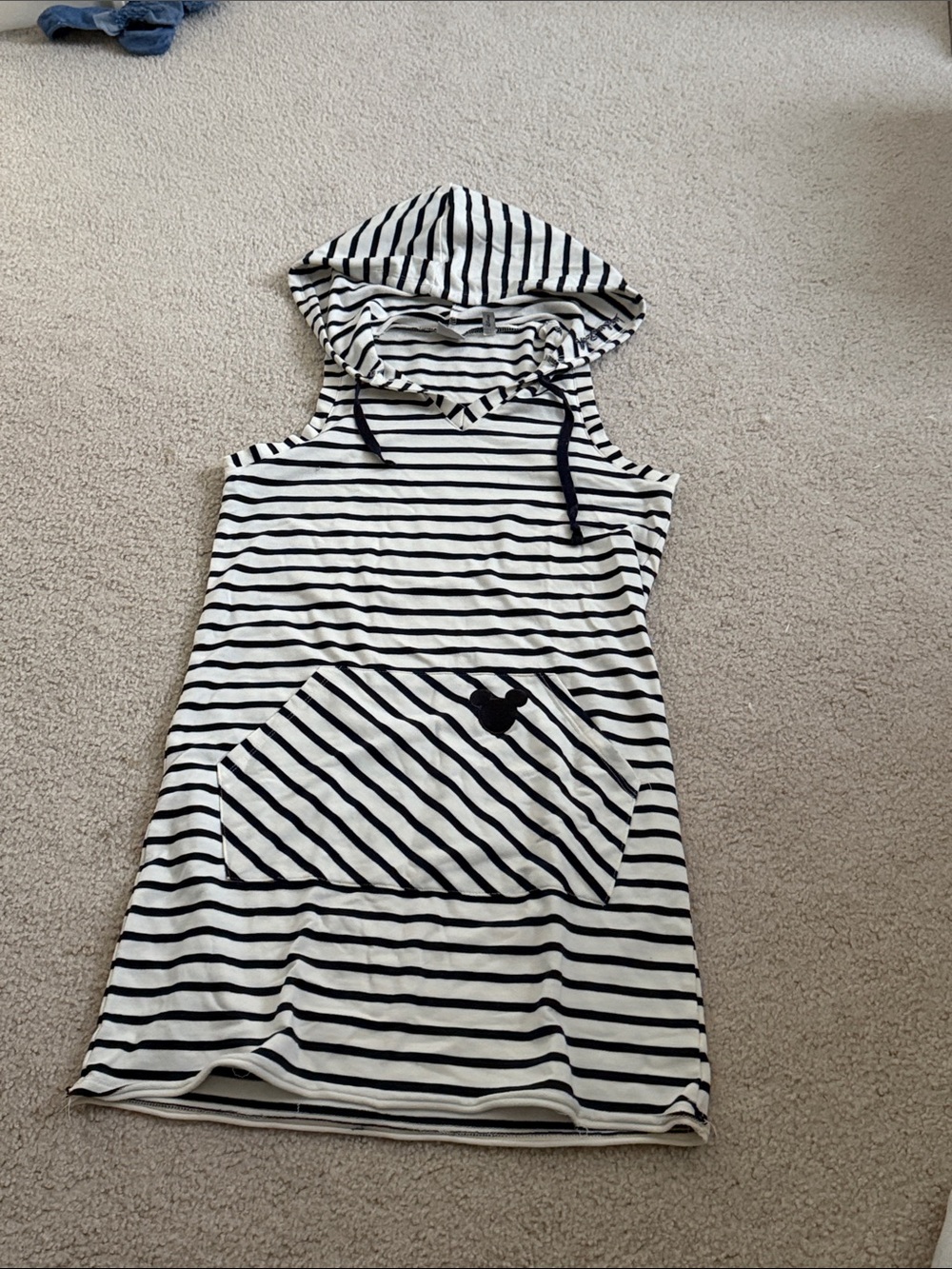 Junk Food Clothing Navy and White Striped Hooded Tank